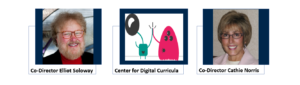Headshots of: Co-Director Elliot Soloway and Co-director Cathie Norris, with a graphic for Center for Digistal Curricula