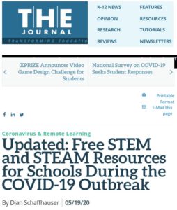 The Journal Article "Updated: Free STEM and STEAM Resources for Schools During the COVID-19 Outbreak"